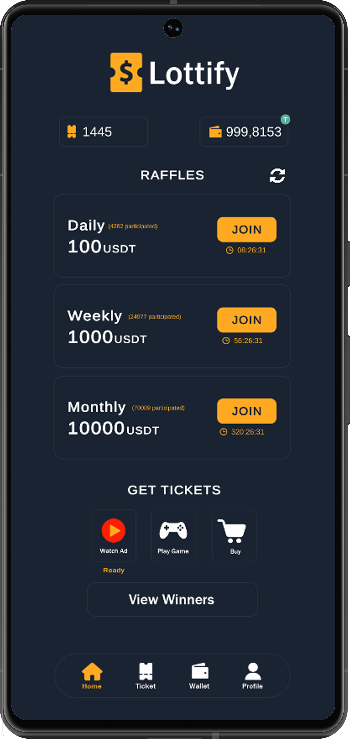 Lottify App Screen